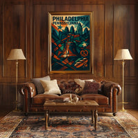 Philadelphia Liberty Bell Abstract Geometric Art Poster