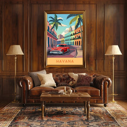 Classic Havana in Vibrant Streets: Travel Poster