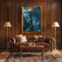 Towering Fortress in Majestic Mountains - Fantasy or Mythology Poster PosterGoat