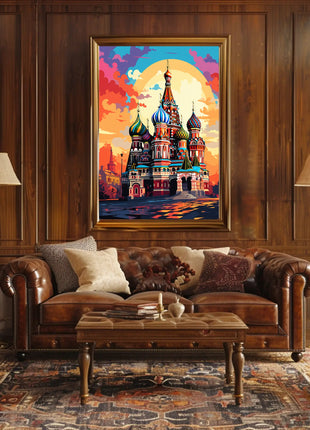 Vibrant Russian Landmark Illustration Cultural or Heritage Poster