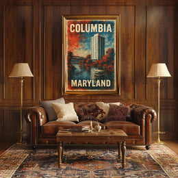 Columbia Maryland Scenic Cityscape Travel Minimalist Retro Vintage Collectors Poster