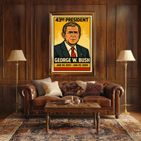 George W. Bush 43rd President of the United States Inked Comic Style Poster