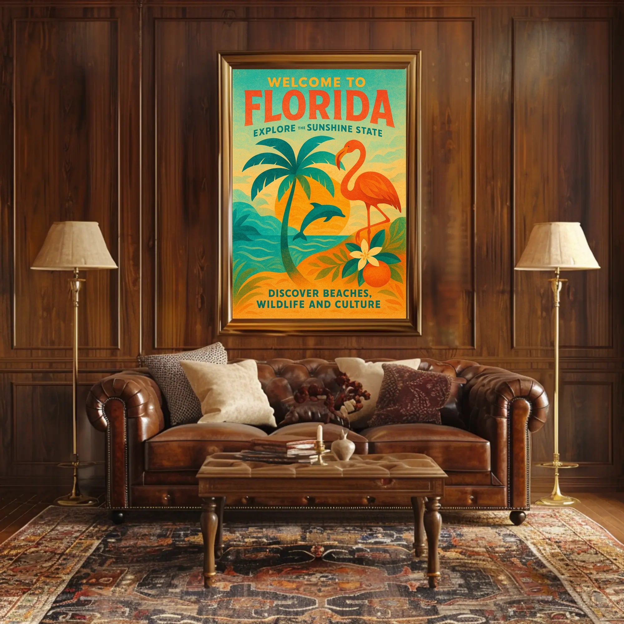 Florida Vintage Travel Poster Wall Art Print