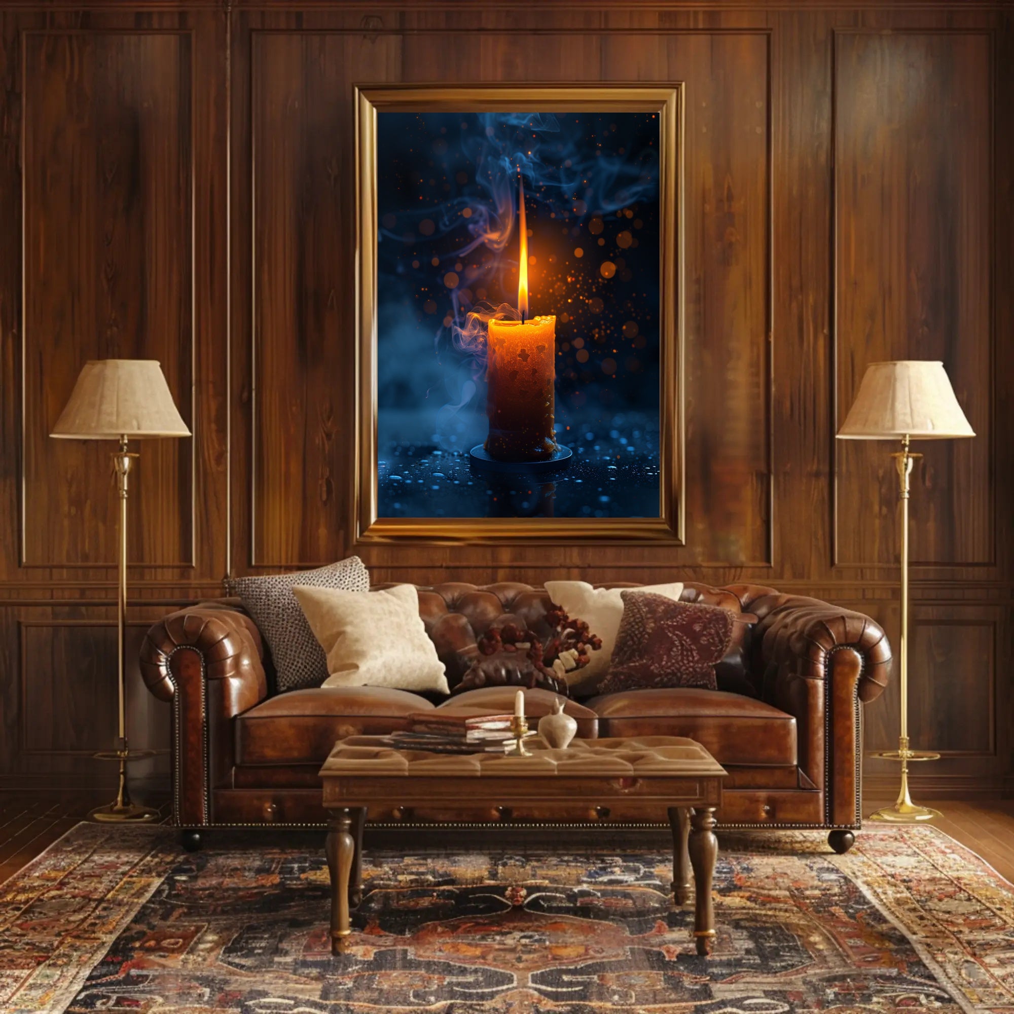 Ethereal Candle Glow: Mystical Starry Night Poster PosterGoat
