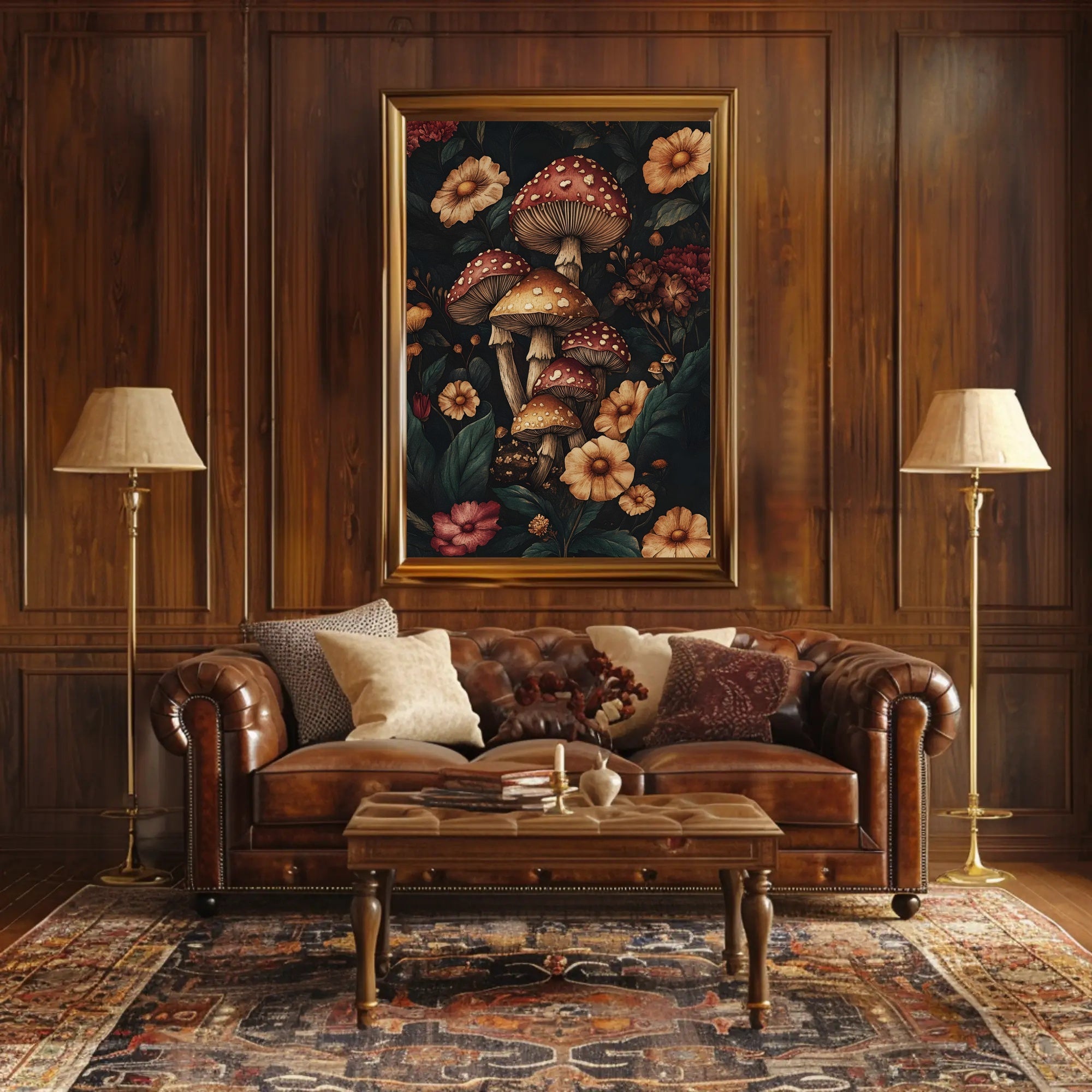 Enchanted Forest Wall Art Print with Mushrooms