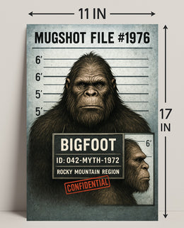 Bigfoot Mugshot  Mythical Sighting Poster PosterGoat