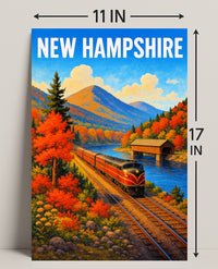 New Hampshire Autumn Train Journey Poster PosterGoat