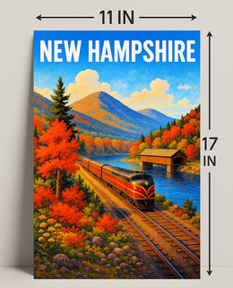 New Hampshire Autumn Train Journey Poster PosterGoat