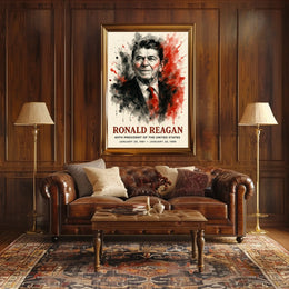 Ronald Reagan 40th President Retro 80s Poster