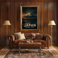 Mount Fuji Sunrise Travel Vintage Poster