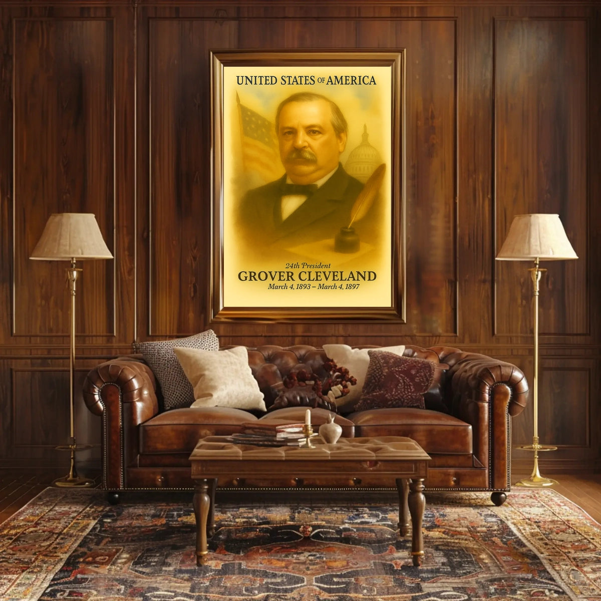 Grover Cleveland 24th President of the United States Vintage Watercolor Poster