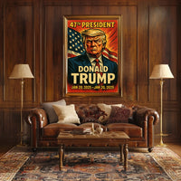 Donald Trump Resolve Patriotic Vintage Line Art Poster