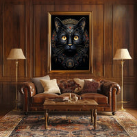 Mystical Golden-Eyed Cat Art Print Animal Poster