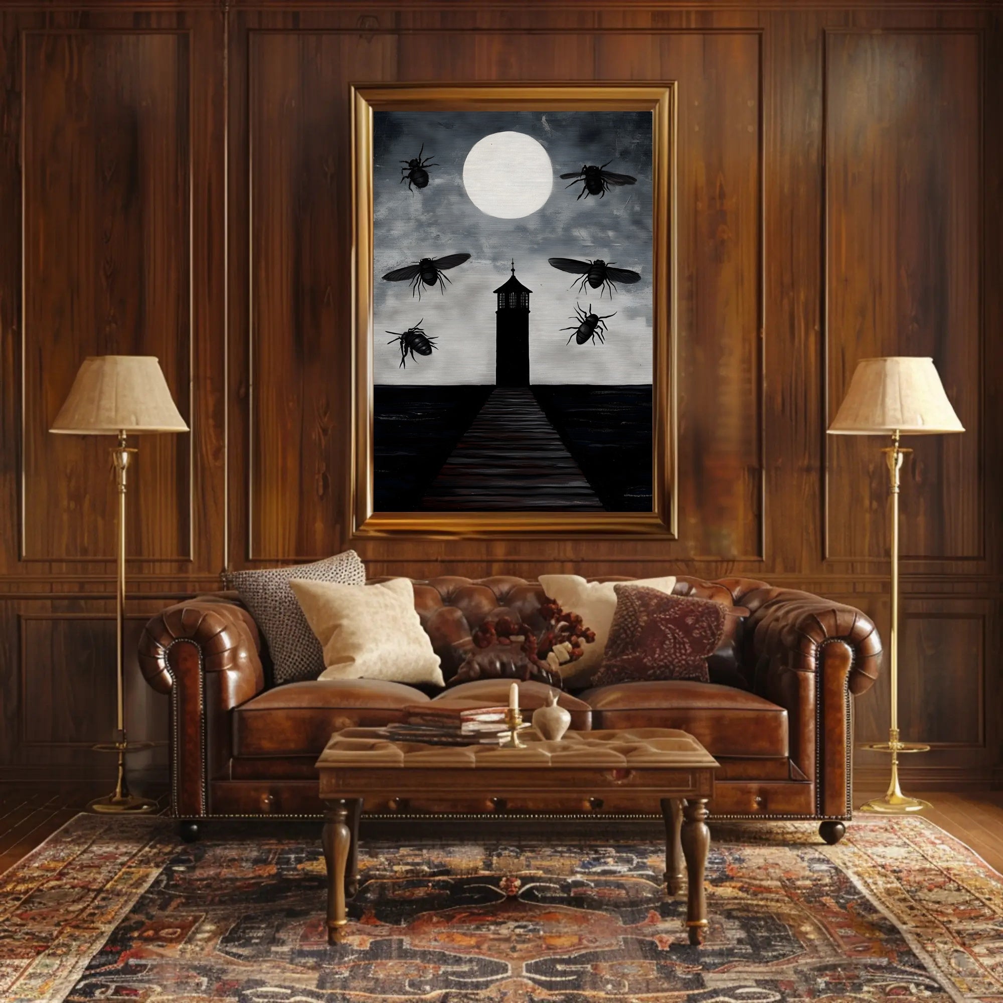 Eerie Lighthouse Under Moonlight: Fantasy or Mythology Poster PosterGoat
