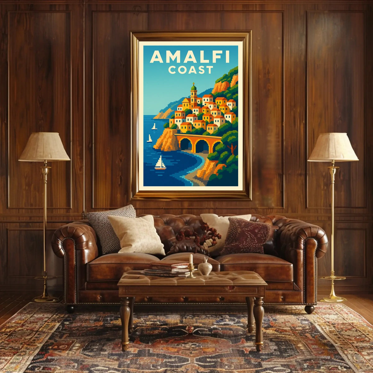 Amalfi Coast Poster Wall Art Mediterranean Scenic Print