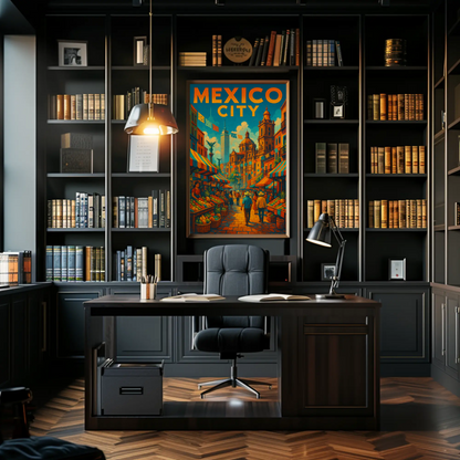 Mexico City Street Market Travel Poster
