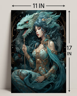 Enchantress And Dragon Poster