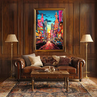 Vibrant Times Square Urban Scene Poster Modern Wall Art