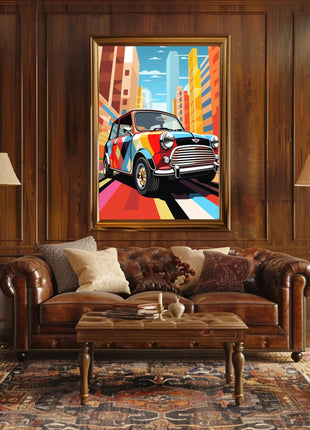 Retro City Pop Art Car Artistic Poster