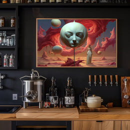 Surreal Dreamscape: Ethereal Floating Face Fantasy Poster