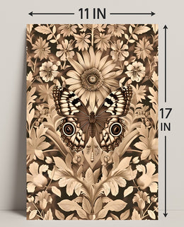 Butterfly and Floral Vintage Artwork Artistic Poster