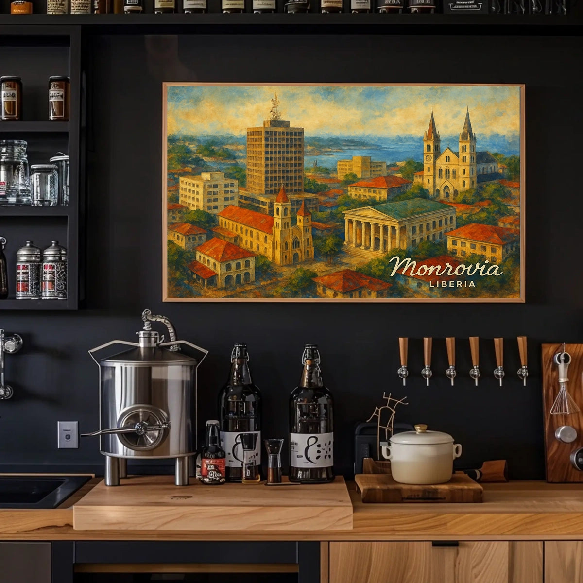 Monrovia Liberia Skyline Digital Painting Travelers Poster