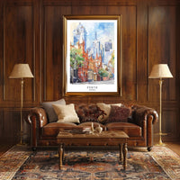 Perth Urban Scene Watercolor Artistry Urban or Cityscape Poster PosterGoat