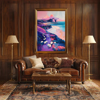 Pastel Coastline Poster Minimalist Coastal Wall Art