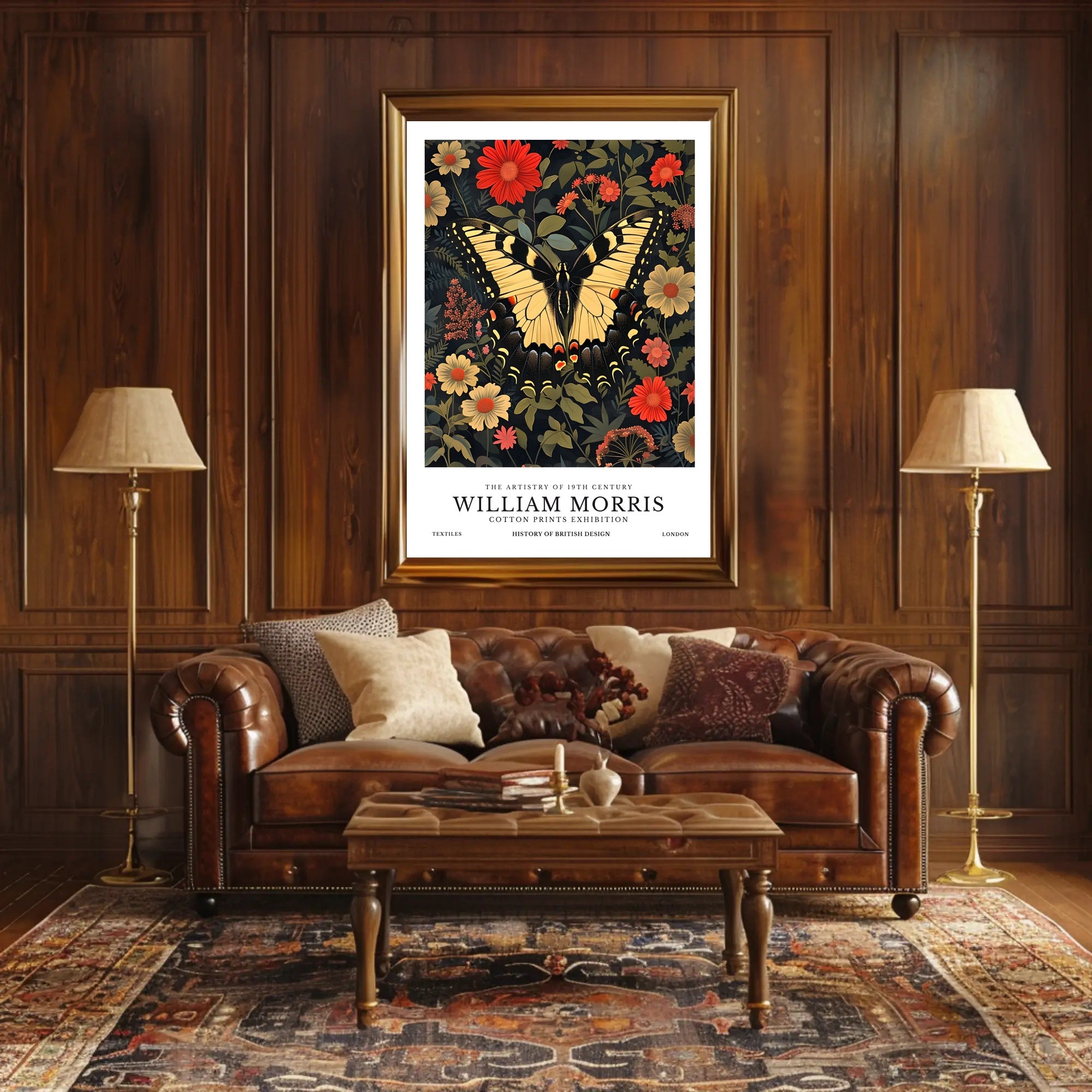 William Morris Artistic Butterfly Vintage Cultural or Heritage Poster