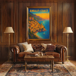 Amalfi Coast Poster 18x24 Coastal Wall Art Travel Decor