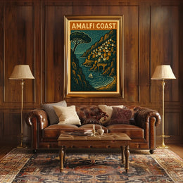 Amalfi Coast Travel Poster Wall Art Coastal Decor 18x24