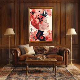 Ethereal Redhead Floral Fusion Art Poster PosterGoat