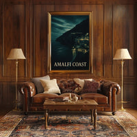 Amalfi Coast At Night Poster Wall Art For Coastal Decor
