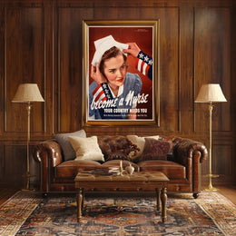 Vintage Nurse Recruitment: WWII Patriotic Propaganda Poster