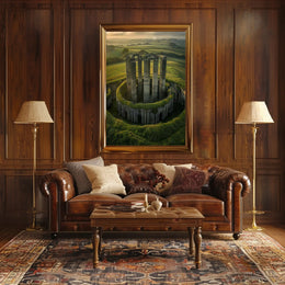 Ancient Ruins in Enchanting Fantasy Landscape Poster PosterGoat