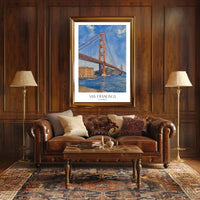 Golden Gate Bridge Watercolor Urban or Cityscape Poster PosterGoat