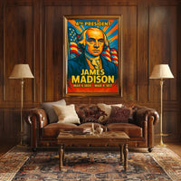 James Madison 4th President of the United States Colorful Comic Book Style Poster