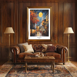 Vibrant Hanoi Evening Urban Cityscape Poster PosterGoat