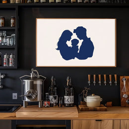 Family Bond Minimalist Blue Silhouette Art Poster