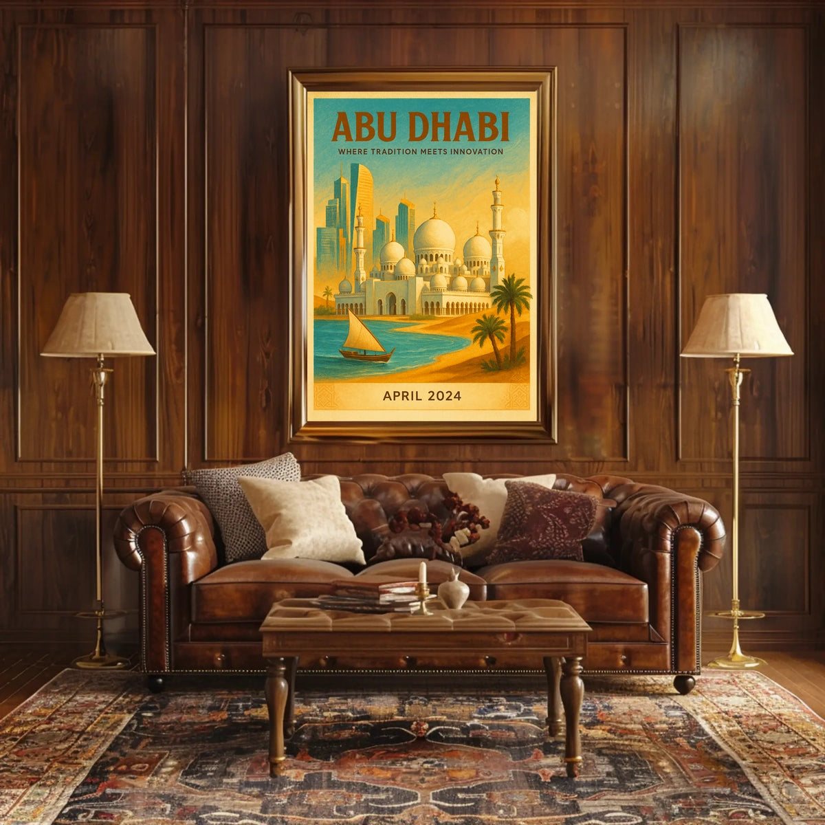 Abu Dhabi Fusion Vintage Travel Art Travel Poster