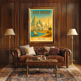 Abu Dhabi Fusion Vintage Travel Art Travel Poster