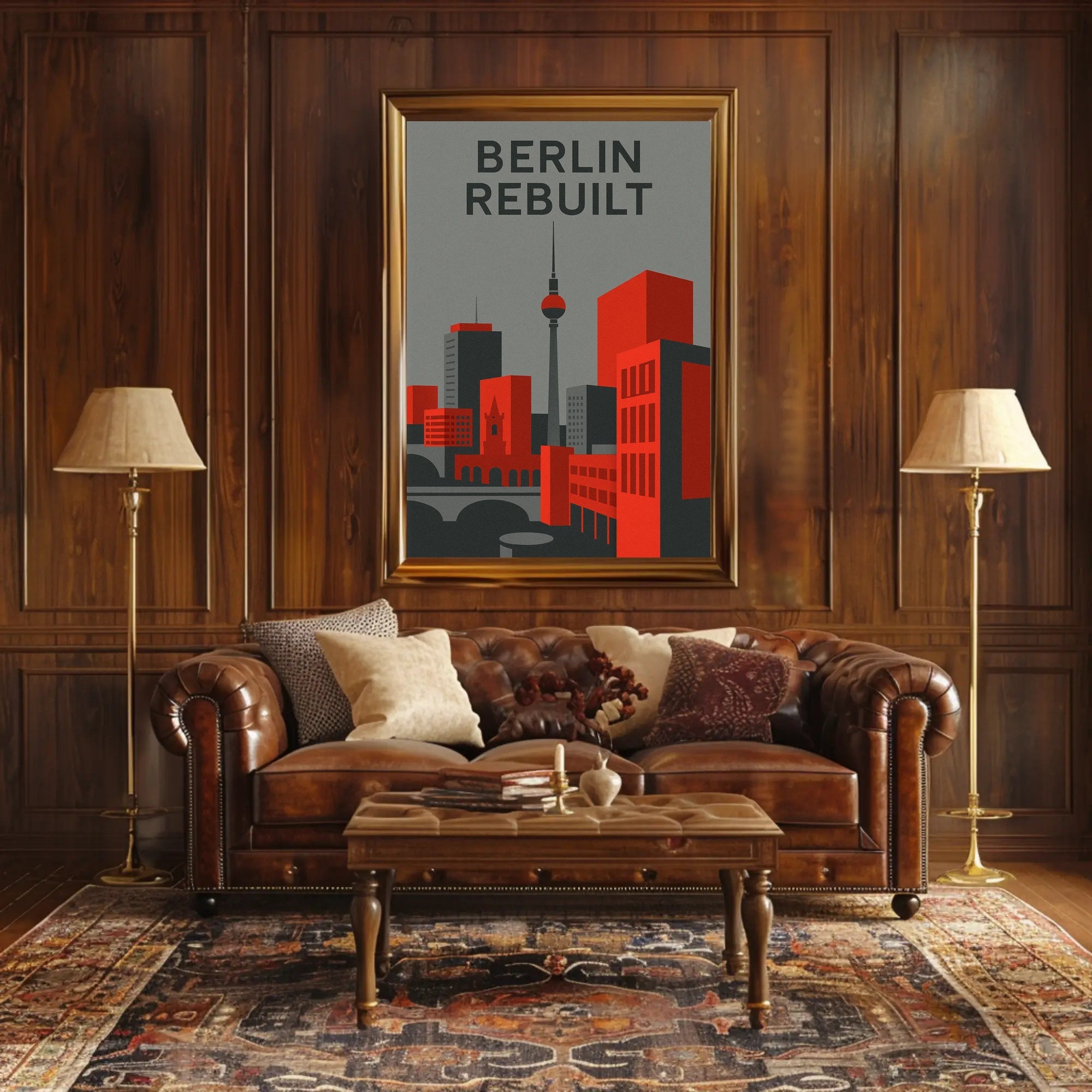 BERLIN REBUILT: Modern Cityscape Urban Art Poster