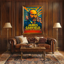 James A. Garfield 20th President of the United States Colorful Comic Book Style Poster