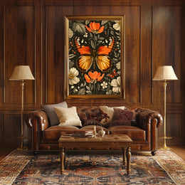 Vibrant Butterfly and Flowers Decorative Animal Poster