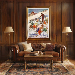Skiing Rabbits in St. Anton Vintage Travel Poster PosterGoat