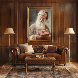 Santa Claus With A Gift Poster