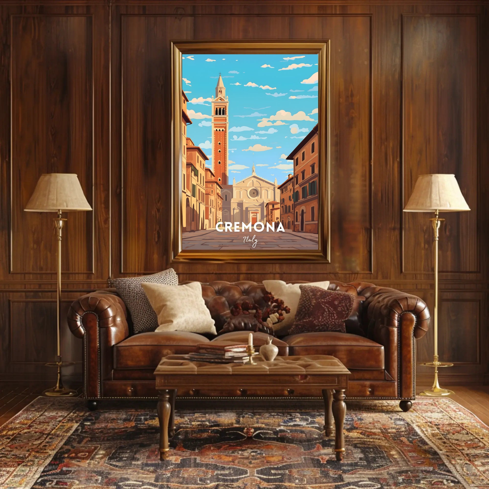 Cremona Cathedral Street Scene Poster