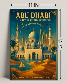 Abu Dhabi Elegance: Modern Meets Vintage Cultural or Heritage Poster