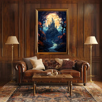 Enchanted Castle Under The Moon Poster