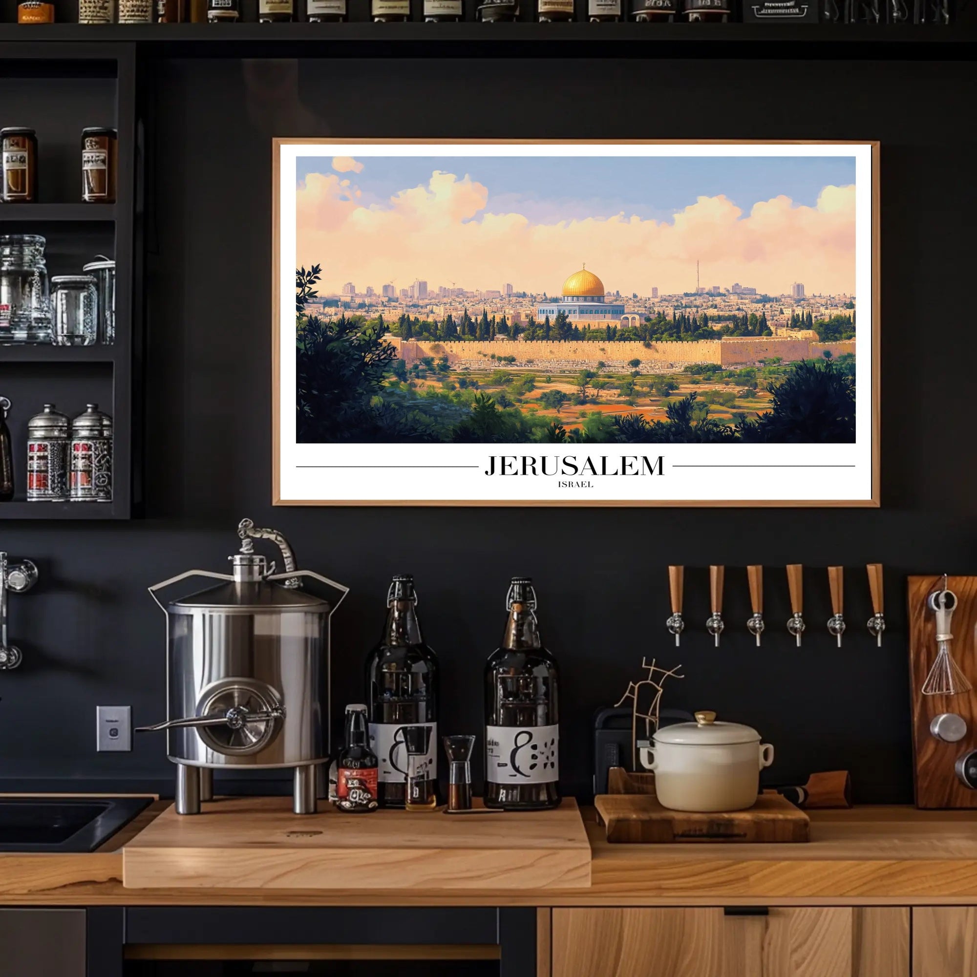 Jerusalem Skyline with Dome of the Rock Cityscape Poster